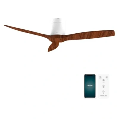Imagen de Cecotec Ventilador de Techo EnergySilence Aero 5500 Aqua WhiteDarkWood Connected, Motor DC 40W, Diámetro 132 cm, Bajo consumo, Wifi, Mando, Exteriores, Temporizador, Verano e invierno, Silencioso