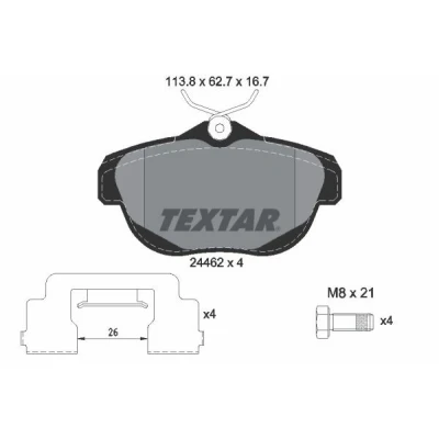 Imagen de TEXTAR 2446201 Juego de pastillas freno no preparado para indicador desgaste con tornillos pinza accesorios CITROËN: C6 Berlina