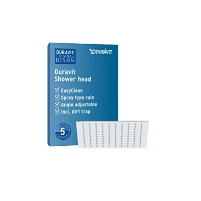Imagen de Duravit Universal Cabezal de Ducha acero inoxidable, alcachofa la con chorro tipo Rain, angular (Ø 300 mm), Ángulo superior ajustable, lluvia, cromo