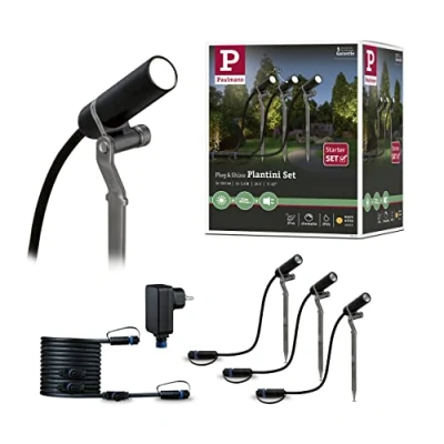 Imagen de Paulmann 94154 Luminaria exterior LED Plug &amp; Shine juego foco Plantini 3000K 24V antracita, aluminio lum.exterior, ilum. con focos, proyector