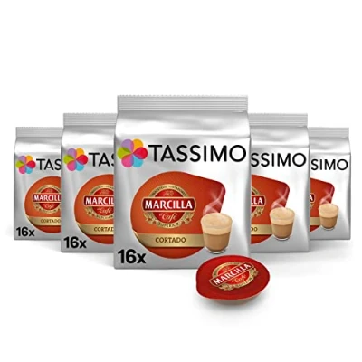 Imagen de Tassimo Cápsulas de Café Marcilla Cortado 80 Compatibles con Cafetera 5PACK Amazon Exclusive