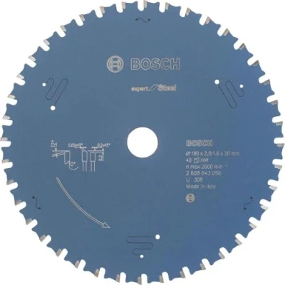 Imagen de Bosch 2 608 643 056 Hoja de sierra circular Expert for Steel (190 x 20 2,0 mm, 40)