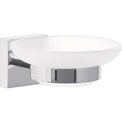Imagen de tesa Jabonera Ekkro, de metal cromado brillante, autoadhesiva, tecnología montaje adhesiva, 51 x 110 131 mm