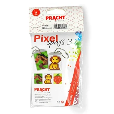 Imagen de Pracht Creatives Hobby P90022 00505 Pixel Divertido set de manualidades 3, para diseñar 2 llaveros medallones niños, sistema enchufable fácil, sin planchar ni pegar, piedras bioplástico