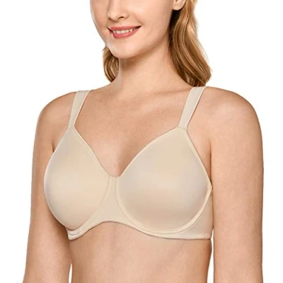 Imagen de DELIMIRA Sujetador Reductor Copa Completa Sin Relleno Minimizador para Mujer Beige 110H