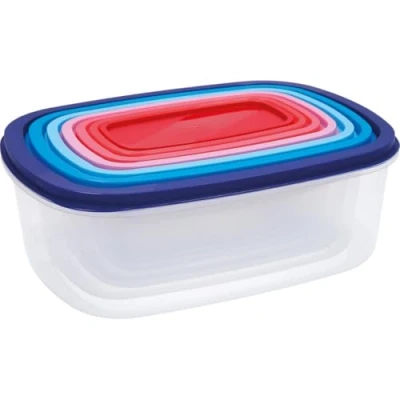 Imagen de Quid Hábitat Set 7 herméticos rectangulares, Apilables y encajables, BPA Free, Plástico, Multicolor