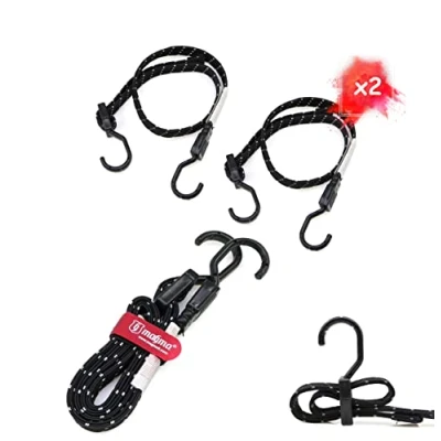 Imagen de MAGMA 2 Pulpos Elásticos Planos de Sujeción 1m. Reflectantes. Longitud Ajustable. Tensor Plano para no Dañar la Carga. Bungee Cuerda Elástica Equipaje Coche, Moto, Bici, Camping, Toldos, Lonas. Negro