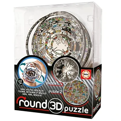 Imagen de Educa 3D Round Puzzle Charles Fazzino Gira, voltea y Resuelve Rompecabezas Niños Adultos Juegos a Partir de 8 años (19707)