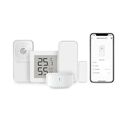 Imagen de BroadLink Kit de sensores FastCon para hogar Inteligente: Sensor Movimiento por Radar, Puerta, Temperatura y Humedad Mini hub automatización Inteligente del hogar, Funciona con Alexa