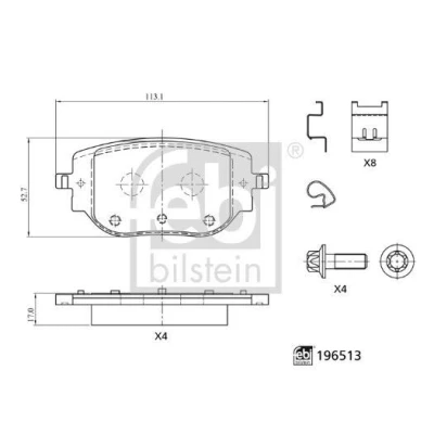 Imagen de FEBI BILSTEIN 196513 Juego de pastillas freno Eje trasero excl. contacto avisador desgaste PEUGEOT: Expert III Furgón, Bus