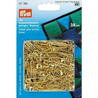 Imagen de Prym 071 380 Imperdibles curvados (38 mm, 150 unidades), color brass
