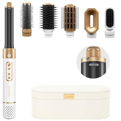 Imagen de Navado Airstyler Pro Juego de cepillos para el secador pelo multifunción, cepillo aire caliente, rizador, pelo, profesional, motor BLDC 1400 vatios (blanco)