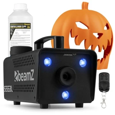 Imagen de BeamZ S553l máquina de humo decoración Halloween con cabeza calabaza LED, 550w 1L líquido, calabaza, 16 colores efecto luz, sonido mini