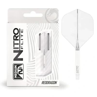 Imagen de RED DRAGON Darts Nitro Flite Integrada Sistema de Vuelo y Eje No.2 Forma diseño Blanco &amp; Claro Color, Longitud Media