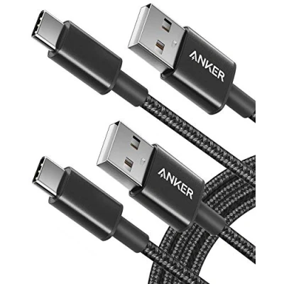 Imagen de Anker Cable usb c, paquete de 2 C a A, 2.0 Nylon, para iPhone 16, 16 Plus, Pro, Pro Max, Samsung Galaxy S10 S10+, LG V30(1.8m)