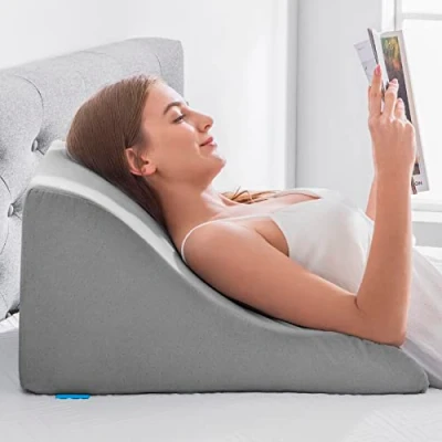 Imagen de NOFFA Almohadas de Lectura Almohada Cuña Espuma Viscoelástica Apoyo Espalda Mientras se Trabajar o Viendo la Televisión Grandes Cojín Respaldo para Cama/Sofá/Suelo Versión más Ancha