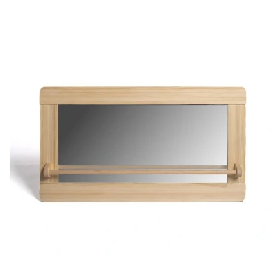 Imagen de Ethos Wood® Espejo Montessori con Barra para Bebés Madera Natural y Cristal Irrompible Aprendizaje Descubrimiento Sensorial Seguridad Autonomía Hecho en España Tamaño (74 x 50,5 cm)