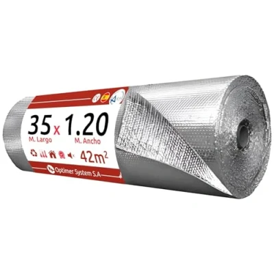 Imagen de Aislante Termico Reduce el Frio y Calor 100% ALUMINIO Rollo para Ventana, Pared, Suelo, Techo, Coche, Garaje, Camper, Aire Acondicionado [ 1.20 X 35 ] (42m²)