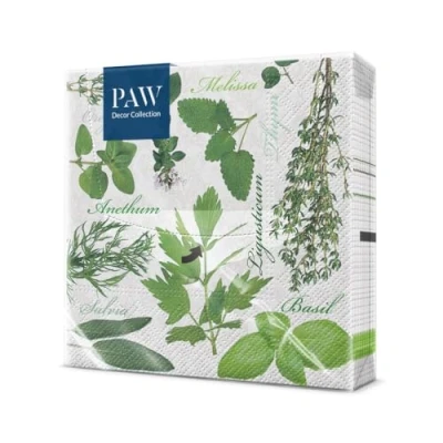 Imagen de PAW Servilletas Papel 3 Capas (33 x 33 cm) I 20 Unidades Perfecto para Cumpleaños, Fiestas, Bodas, Comuniones y Celebraciones de Colores Sabor a Hierbas