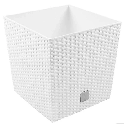 Imagen de Maceta Rato 7 litros con cubilete para plantar en color blanco 20 x 20,2 cm.