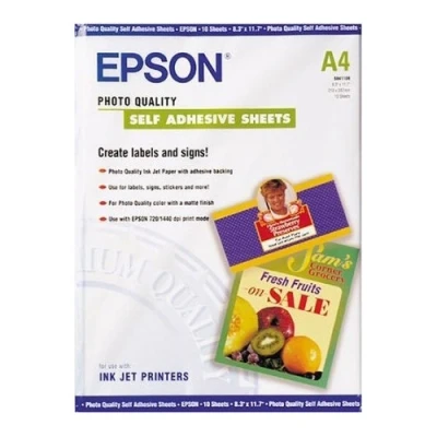 Imagen de Epson C13S041106 Papel inkjet mate y autoadhesivo (A4, 167 g/m², 10 hojas)