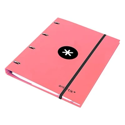 Imagen de Carpeta con recambio liderpapel antartik a4 cuadro 5mm forrada 4 anillas 25mm color coral