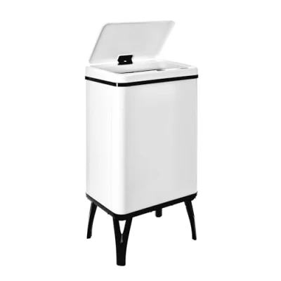 Imagen de WELL HOME MOBILIARIO &amp; DECORACIÓN Cubo de basura inteligente con apertura automática y contacto manual 40L, 35,5x26x71,5cm color blanco.