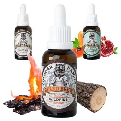 Imagen de Mr Bear Family Beard Oil Men Wildfire nutre y favorece el crecimiento barba aceite hombre con jojoba argán hidratante 30ml