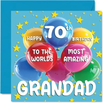 Imagen de Tarjeta de cumpleaños número 70 para abuelo El más increíble del mundo feliz nieto nieto, 145 mm x mm, años tarjetas felicitación