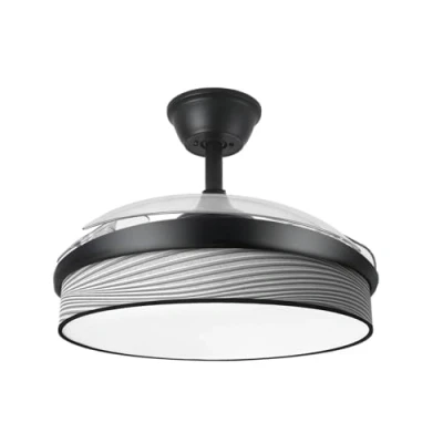 Imagen de Abrila Ventilador DC MODA Color Negro con tres Aspas Desplegables ABS y Difusor Surco Gris 6 Velocidades Ajustables 3 Temperaturas de Luz Temporizador Mando a Distancia Incluido
