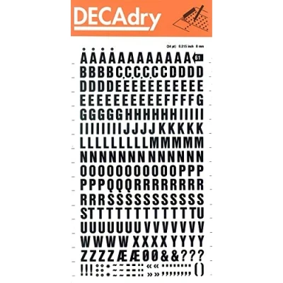 Imagen de APLI DD61F Letras transferibles mayúsculas negras 8 mm, 263 caracteres