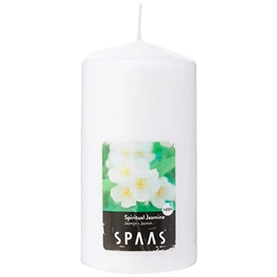 Imagen de Spaas Vela cilíndrica perfumada, jazmín espiritual, ± 65 horas, color blanco, diámetro 80 mm x alto 150