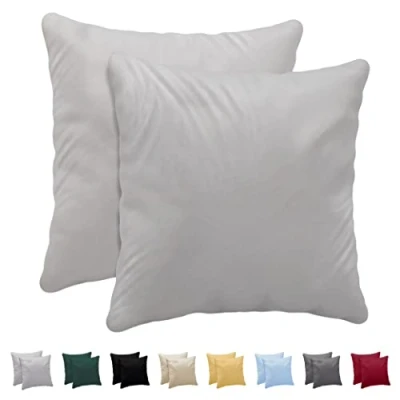 Imagen de Funda de Almohada 40x40 100% Algodón Jersey (Pack 2) 150 g/m² Gris Claro con Cremallera Twinzen 40 x cm Certificado Oeko Tex Ultra Suave y Transpirable