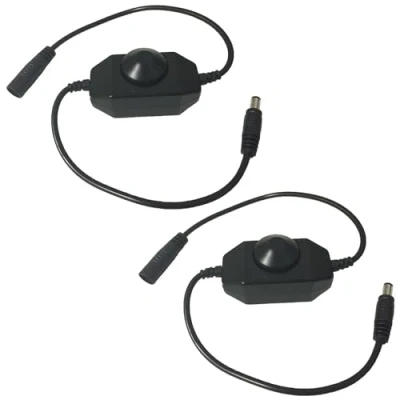 Imagen de LitaElek 2pcs LED Strip Dimmer Controller DC 12V 24V 3A Atenuador Rotativo Regulador Tira COB Switch Dimable Interruptor Banda SMD Cinta Conector 5.5mm x 2.1mm para Luz LED, Negro