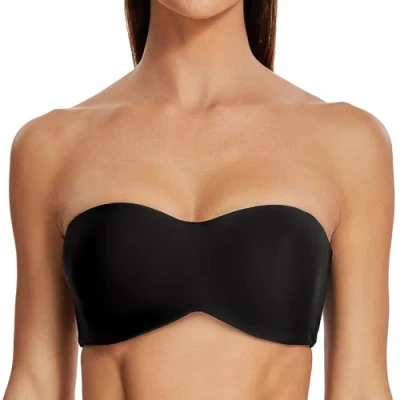 Imagen de MELENECA Sujetador con Aros sin Relleno Reductor Tirantes Bandeau para Mujer Negro 95C