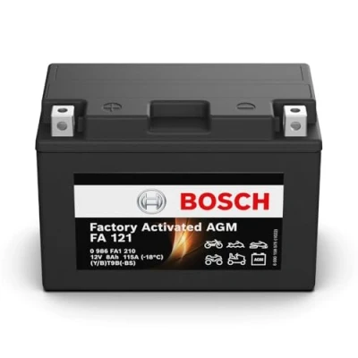 Imagen de Bosch FA121 Batería para Motocicletas AGM 12V 115A 8Ah Adecuada motocicletas, motos de enduro, scooters, quads, agua Compatible M6013, BT9B BS,