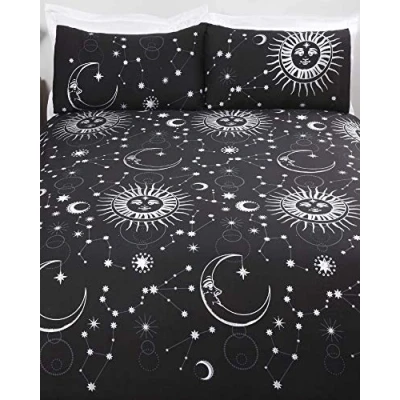 Imagen de Rapport Home Celestial Juego de Funda edredón (polialgodón, 3 Piezas), Color Negro