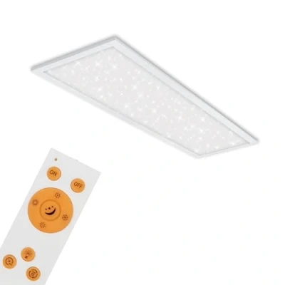 Imagen de BRILONER Leuchten Panel LED, lámpara de techo con decoración estrellas, plafón regulable, control temperatura color, incluye remoto, 24 vatios, 2200 lúmenes, blanco, 1000x25x65mm