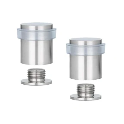 Imagen de EVI Herrajes Pack 2 Topes de Puerta 20 x 25 mm Base Roscada Goma Transparente Acero Inoxidable Acabado Mate Incluye Tornillo + Taco Sujeción Mod. I 181 CB