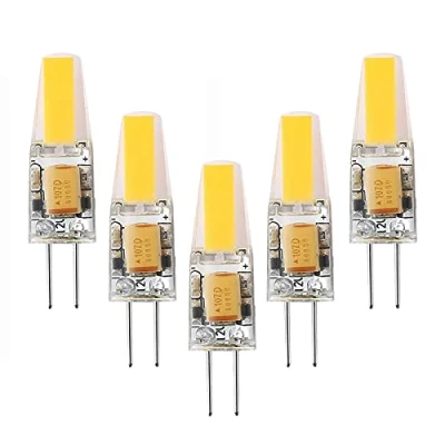 Imagen de Xinwanhong Juego de 5 bombillas LED G4, 6 W equivalentes a halógenas 60 W, 500 lm, blanco cálido 3000 K, 12 V CA/CC, sin parpadeo, no regulable, incandescentes