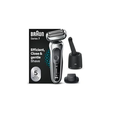 Imagen de Braun Series 7 Afeitadora Eléctrica Hombre, Máquina De Afeitar Barba con Recortadora Precisión EasyClick, Centro Limpieza SmartCare, 360 Flex, Recargable e Inalámbrica, 71 S7200cc, Plata