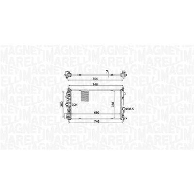Imagen de MAGNETI MARELLI 350213152300 Radiador, refrigeración del motor 680 378 34 Aletas unidas mecánicamente OPEL: Insignia A Berlina