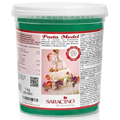 Imagen de Saracino Pasta fondant Model Verde Para modelar De 1 kg Sin gluten Made in Italy