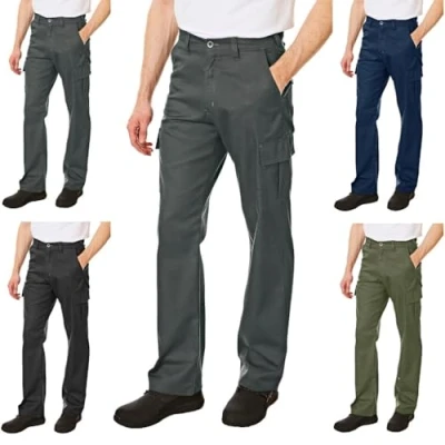 Imagen de Lee Cooper LCPNT205 Pantalón cargo clásico de trabajo con bolsillos múltiples, cuidado fácil y resistente, para hombre, Gris, 36W / 29L