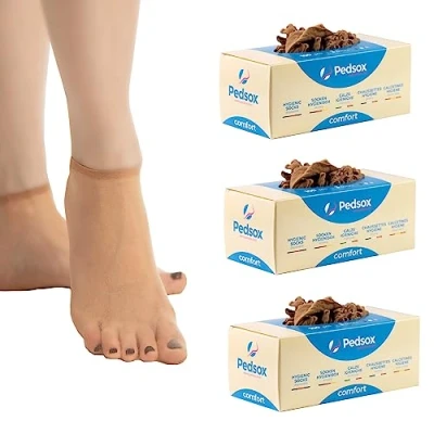 Imagen de Pedsox, 3x100pcs Calcetines Higiénicos Desechables para Prueba de Calzado, Línea Comfort, Unisex, Talla Única, Nude