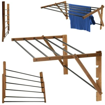 Imagen de KADAX Secadora plegable para montaje en casa, tendedero de pie extensible, acordeón, (53 x 85 cm)