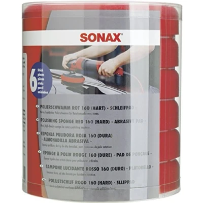 Imagen de SONAX Espuma Dura 160 Six Pack (6 Unidades) Esponja para pulir a máquina de Barnices rayados y Desgastados. Número Referencia: 04939000