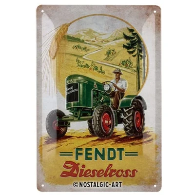 Imagen de Nostalgic Art Cartel de chapa retro, Fendt Dieselross Idea regalo para aficionados a tractores, metálico, Diseño vintage, 20 x 30 cm