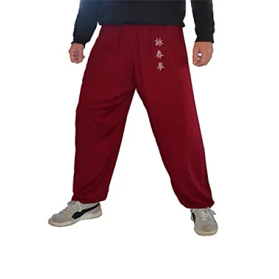 Imagen de Pantalones de Kung Fu Tai Chi y Wing Chun para Hombre Mujer Amplio Agradable en Viscosa (S, Color WC Burdeos)