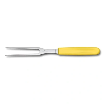 Imagen de Victorinox Swiss Classic, Tenedor profesional para trinchar, Hoja extra afilada, 15 cm, Mango robusto de plástico, Acero inoxidable, amarillo